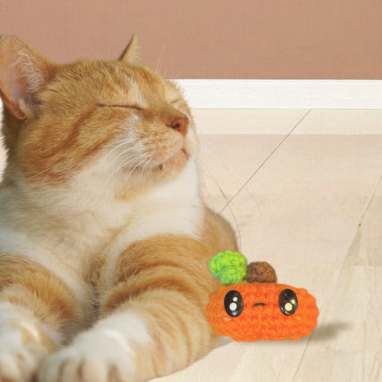 Handmade Catnip Toy | Larry the Pumpkin – A Halloween Chunkle Puff Infused with Miracle Nip Botanicals