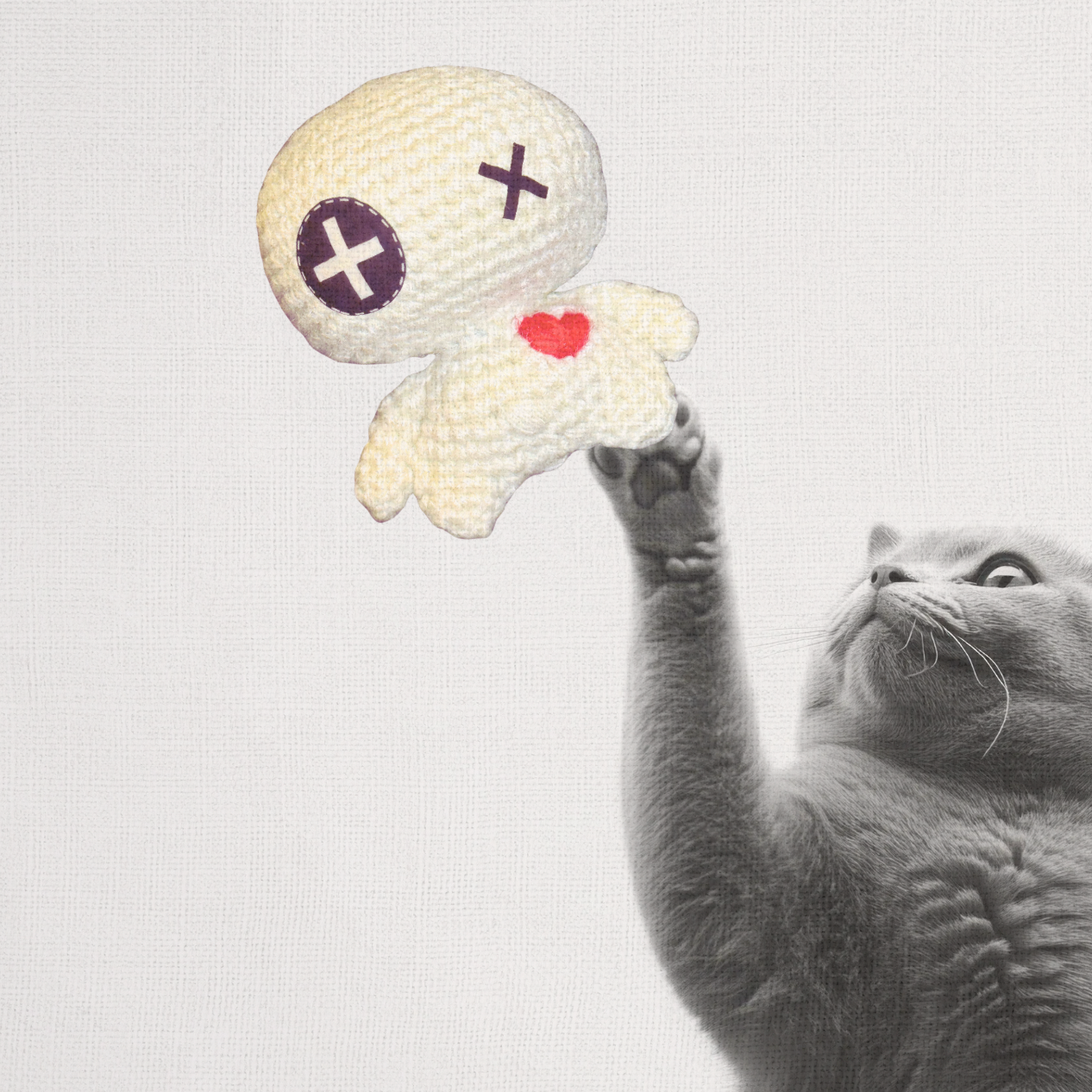 Handmade Catnip Toy | Rex & Rex Jr. – Voodoo Doll Chunkle Puffs in Gallery White and Natural Fiber Infused with Miracle Nip Botanicals for Cats