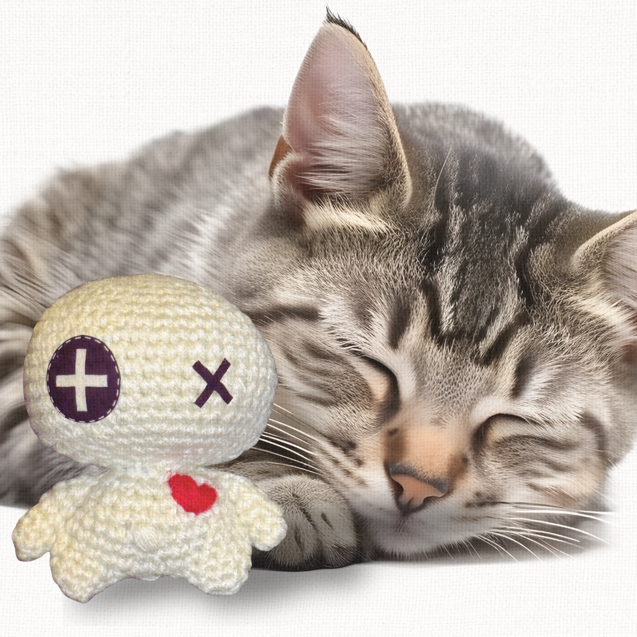 Handmade Catnip Toy | Rex & Rex Jr. – Voodoo Doll Chunkle Puffs in Gallery White and Natural Fiber Infused with Miracle Nip Botanicals for Cats