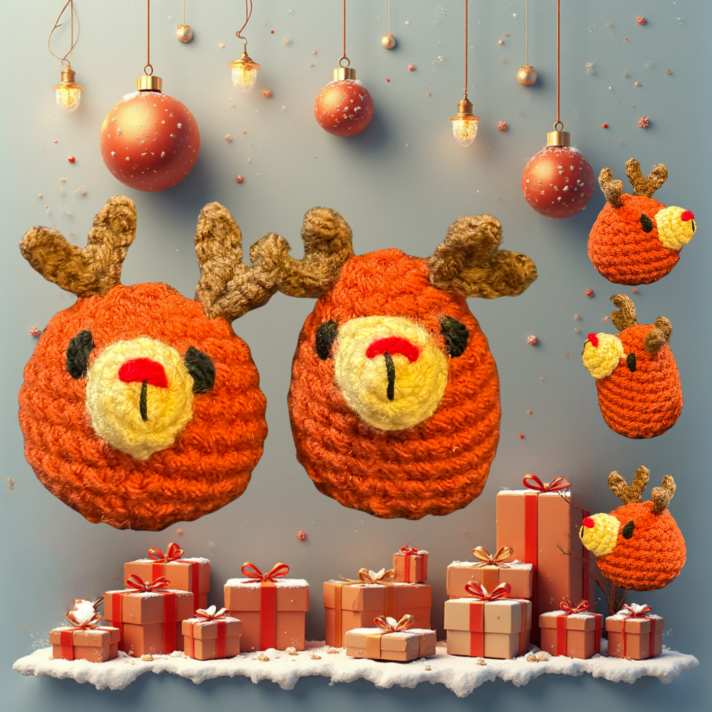 Winter reindeer duo | lightweight + weighted cat toys