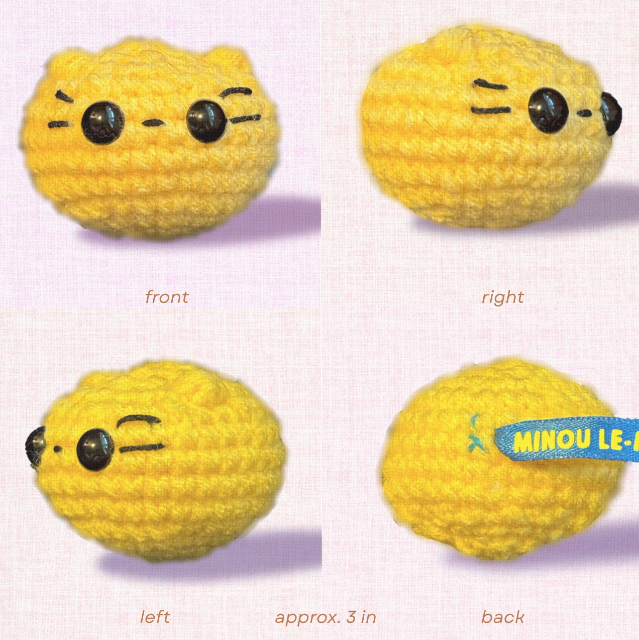 Close-up composite of Pippa the Chonk catnip toy showing plush woven fibers, weighted form, and stitching details that emphasize craftsmanship and durability